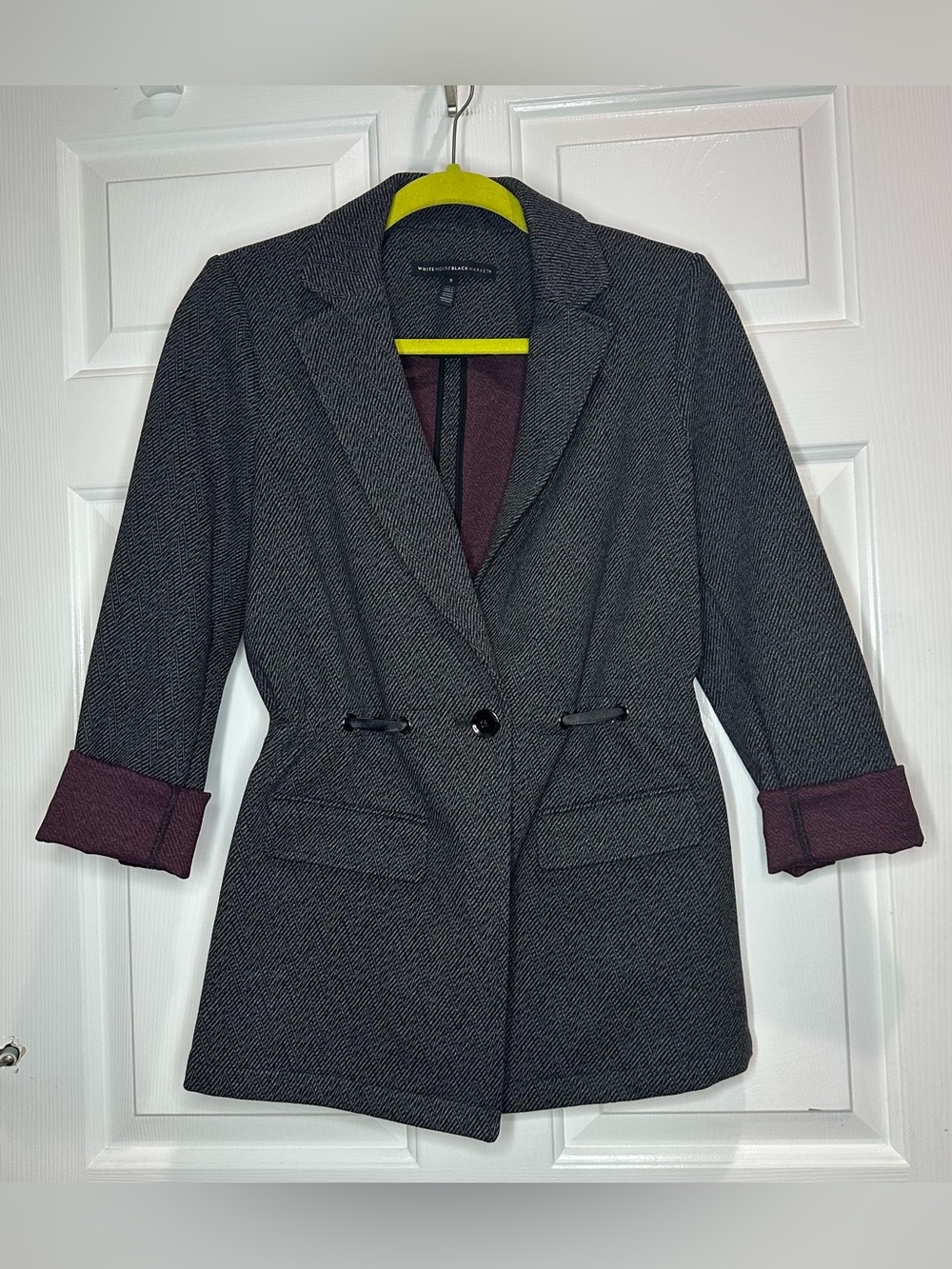 White House Black Market Black & Gray Herringbone Blazer
